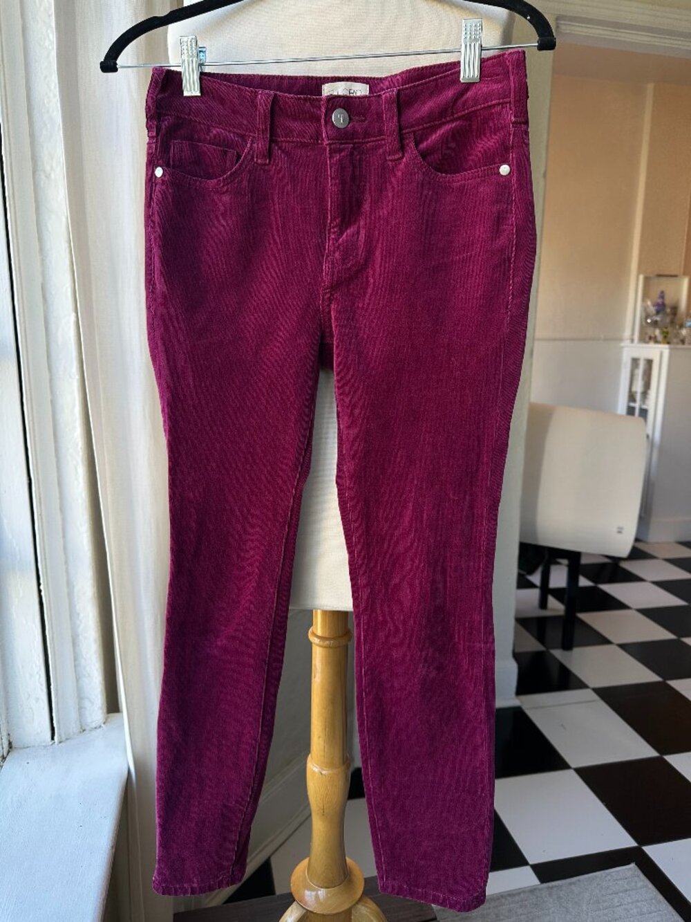 Pilcro High Rise Skinny Corduroy Jeans Burgundy Wine Size 25 Boho Fall
